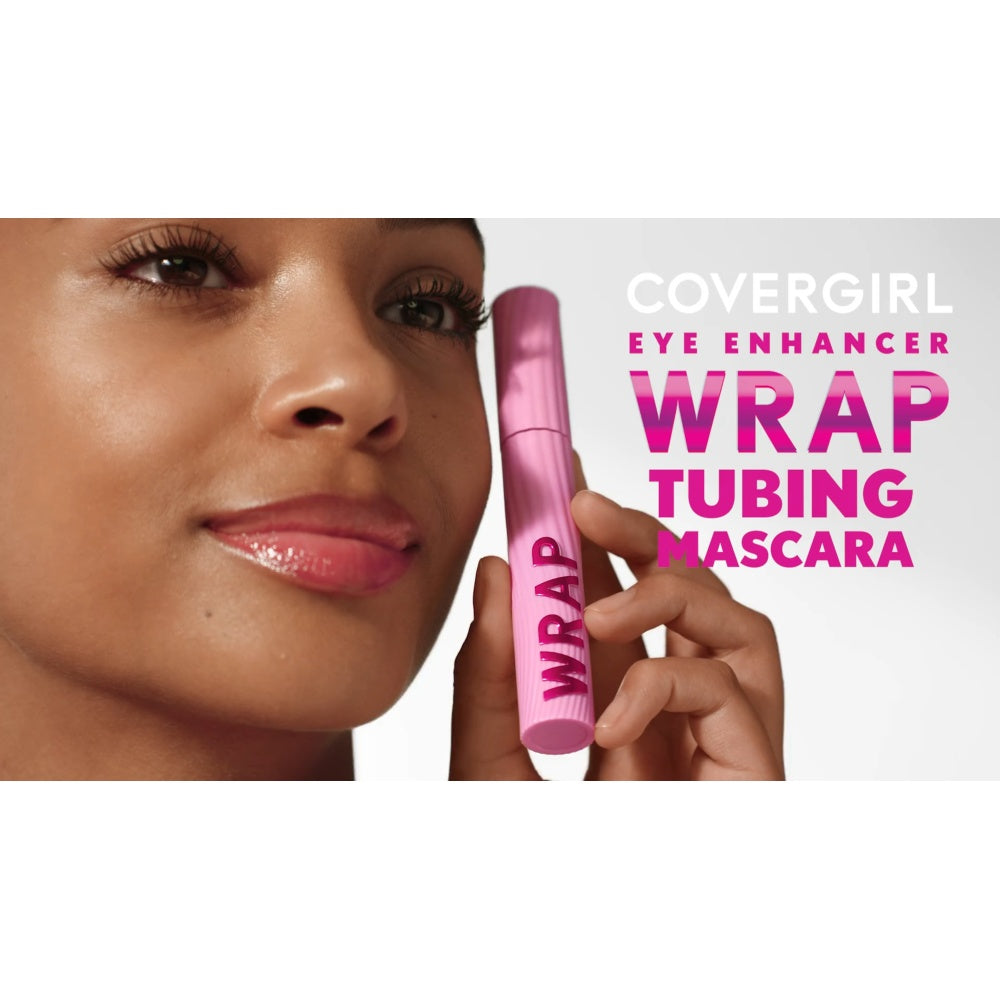 CoverGirl Eye Enhancer Wrap Tubing Mascara with a model applying it