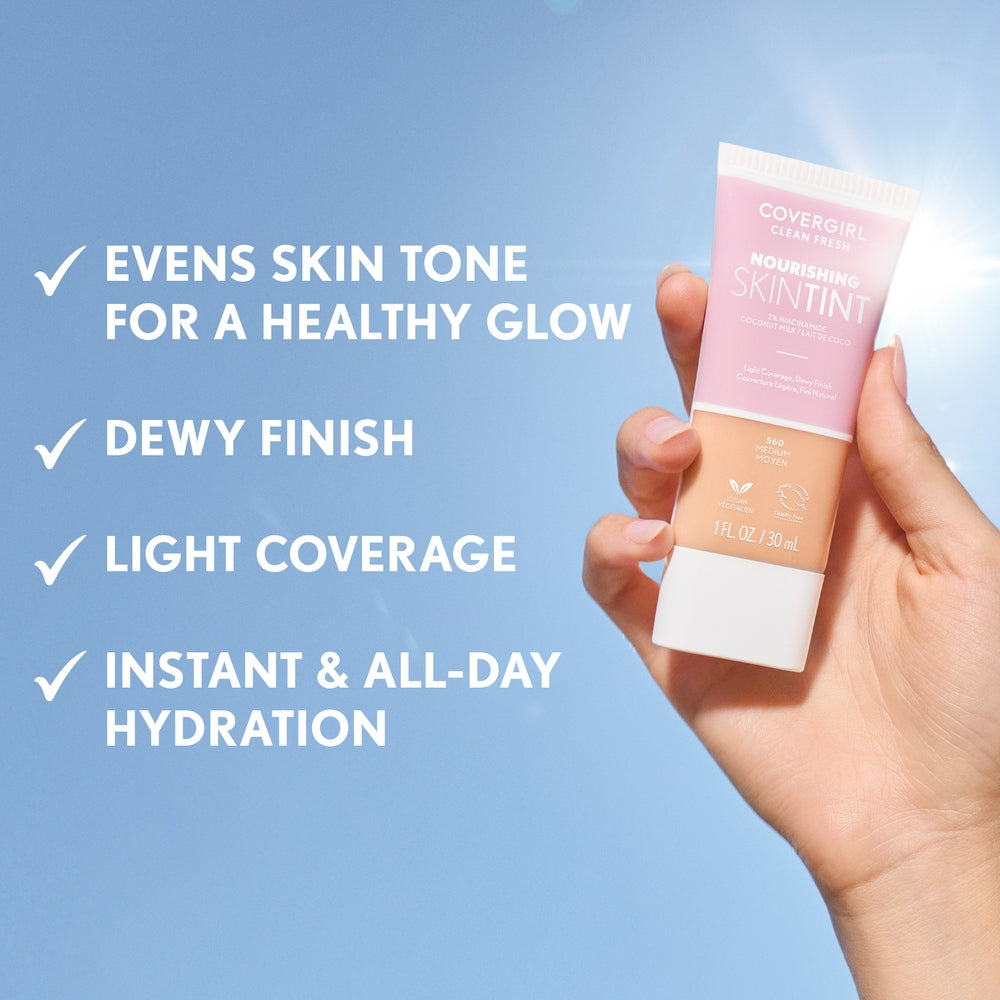 Covergirl Clean Fresh Nourishing Skin Tint in shade 510 Porcelain. Evens skin tone for a healthy glow.