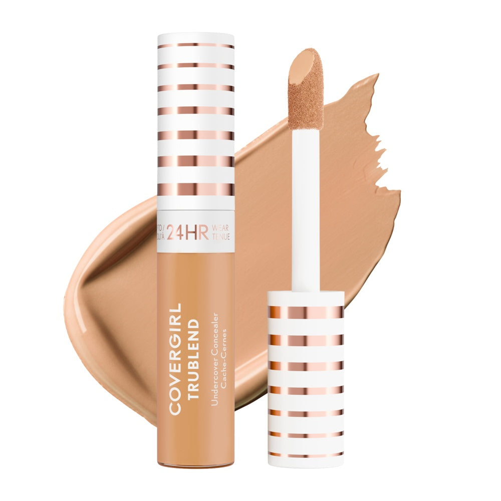 CoverGirl TruBlend Undercover Concealer in M500 Soft Tan with a doe-foot applicator and creamy texture.
