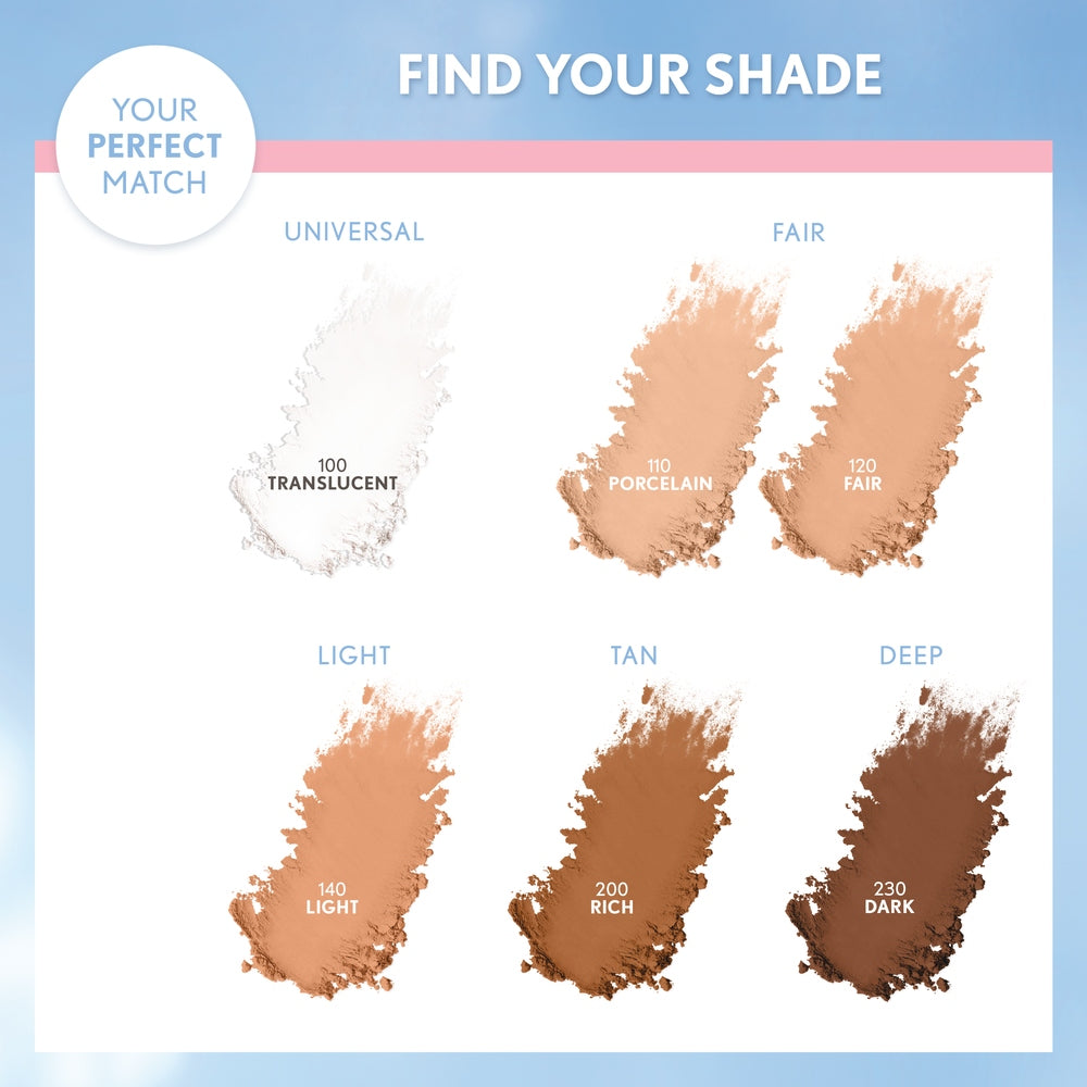 Clean Fresh Pressed Powder in 100 Translucent swatch