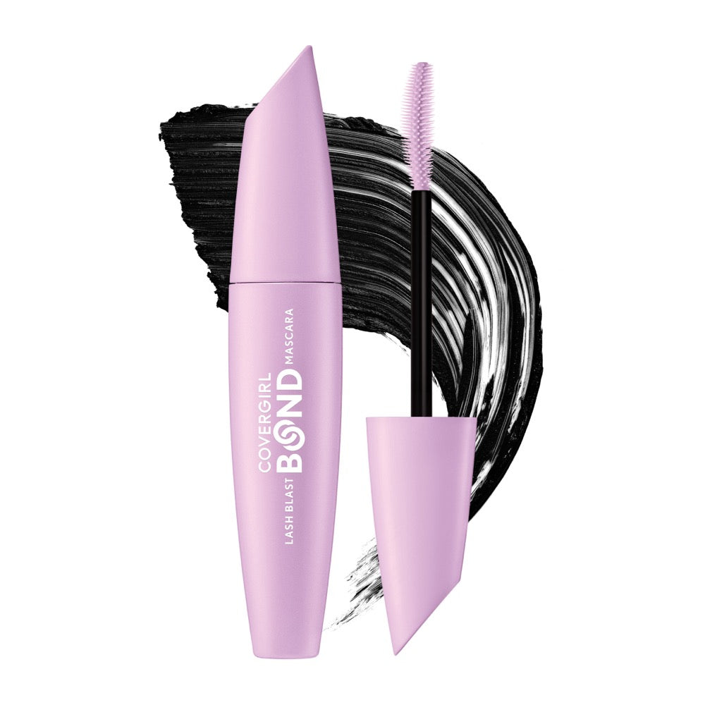 CoverGirl Lash Blast Bond Mascara in Extreme Black with a purple tube and brush.
