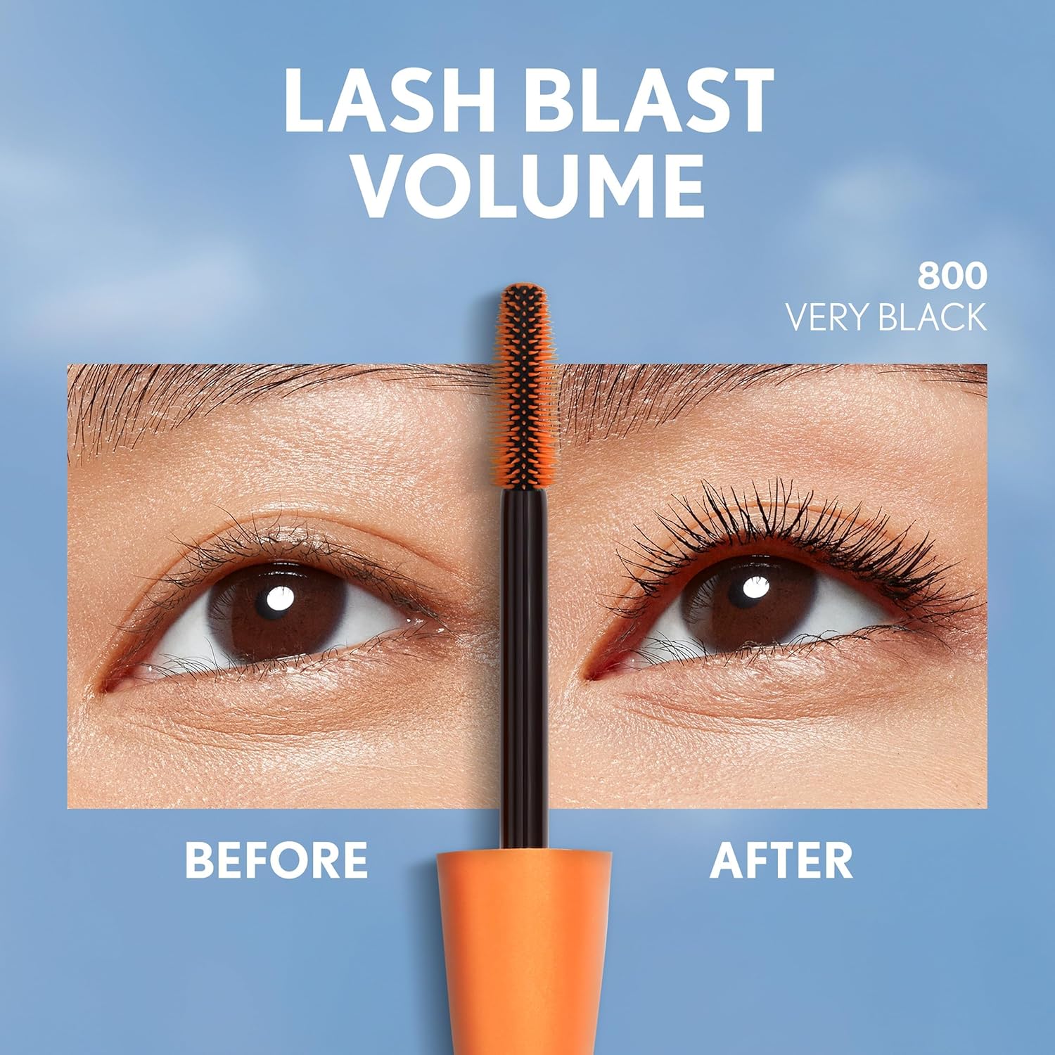 Lash Blast Volume Mascara. Before and after application.