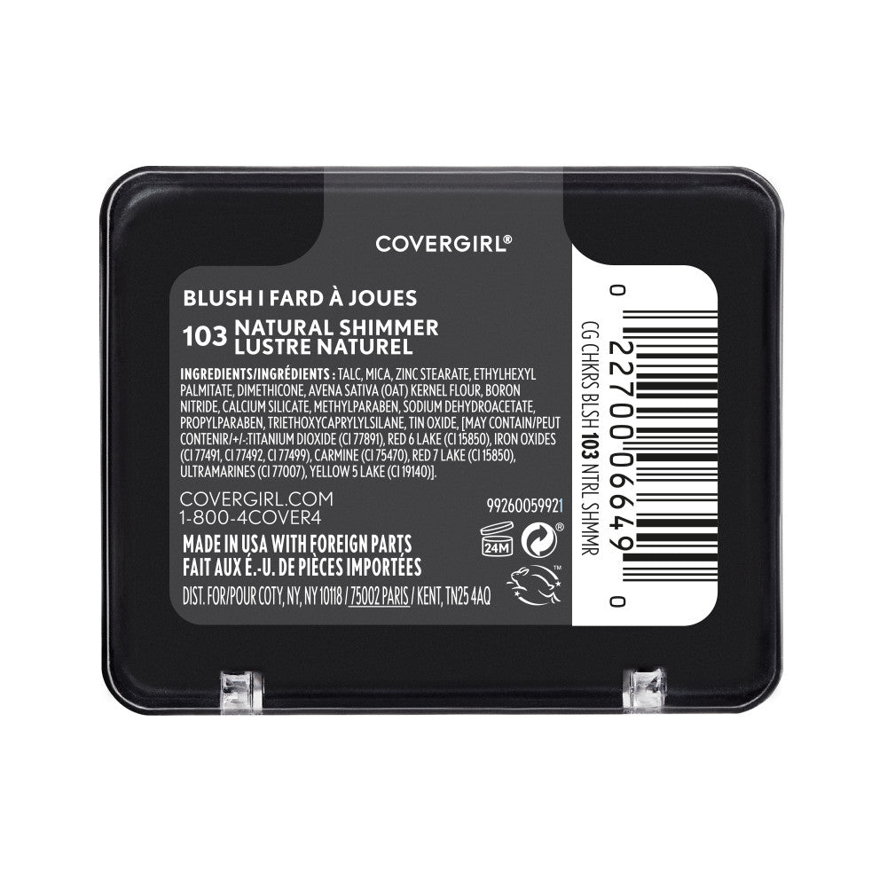 CoverGirl Cheekers Blush in 103 Natural Shimmer back cover with product details