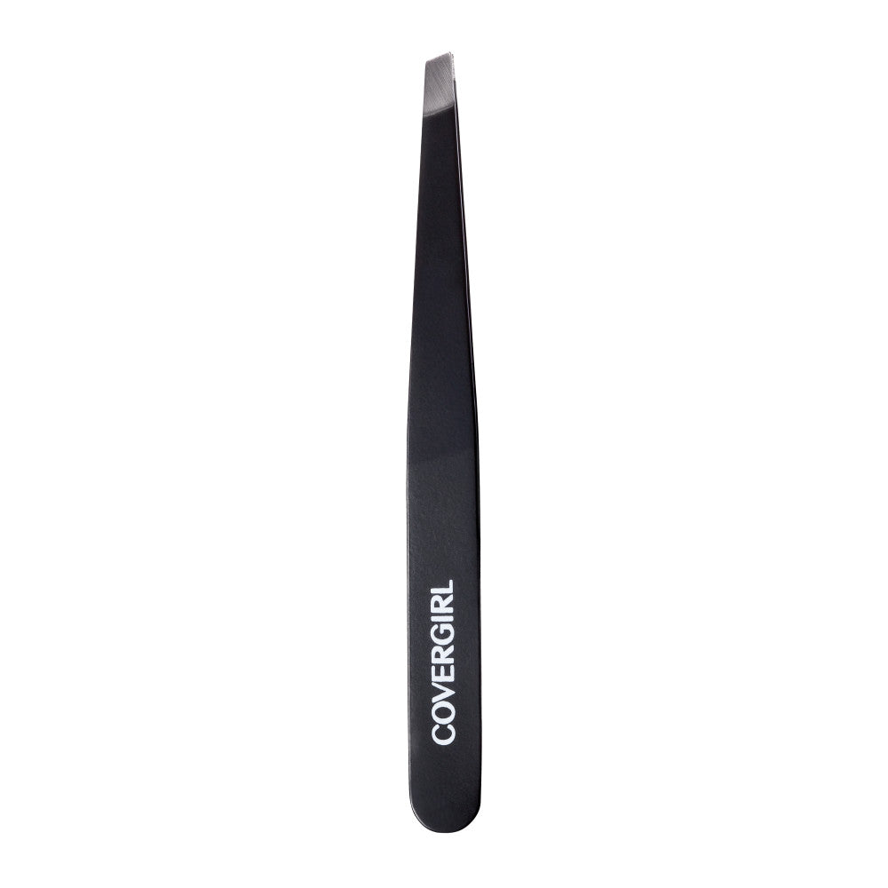 Makeup Masters Tweezers in black with a matte finish and angled tip