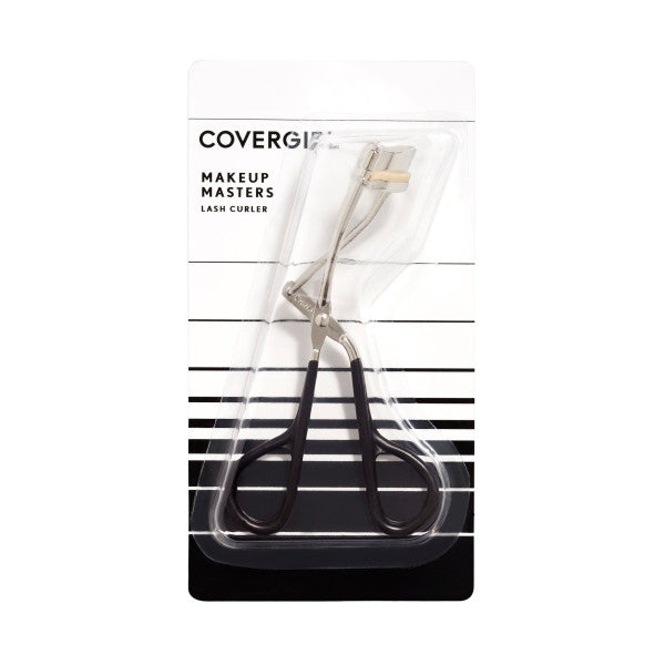 Makeup Masters Eyelash Curler in packaging with black and white stripes