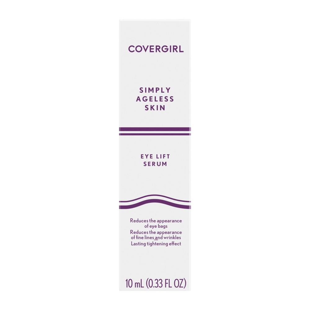 CoverGirl Simply Ageless Eye Lift Serum package with purple accents.