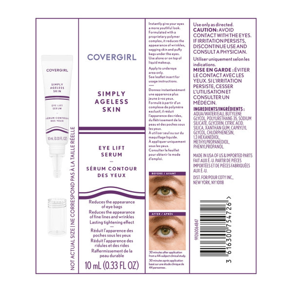 Simply Ageless Eye Lift Serum back packaging