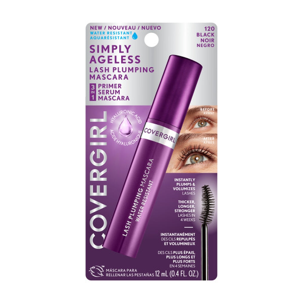 Simply Ageless Lash Plumping Mascara in 120 Black Water Resistant with packaging