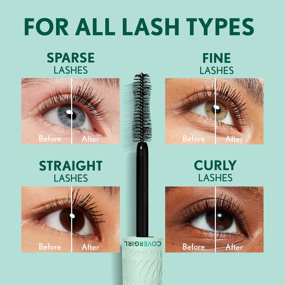COVERGIRL Lash Blast Cleantopia Mascara  with before and after results for all lash types.