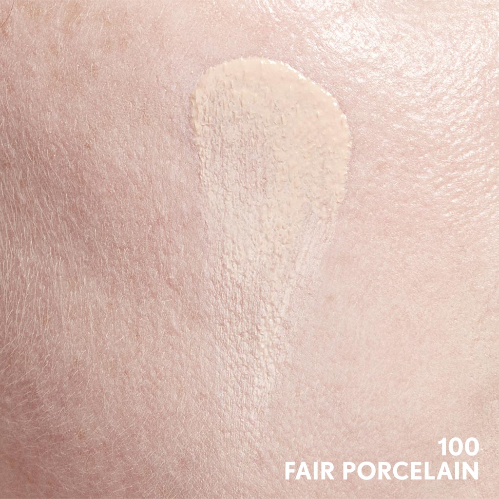 Clean Invisible Foundation in Fair Porcelain swatch applied to skin.