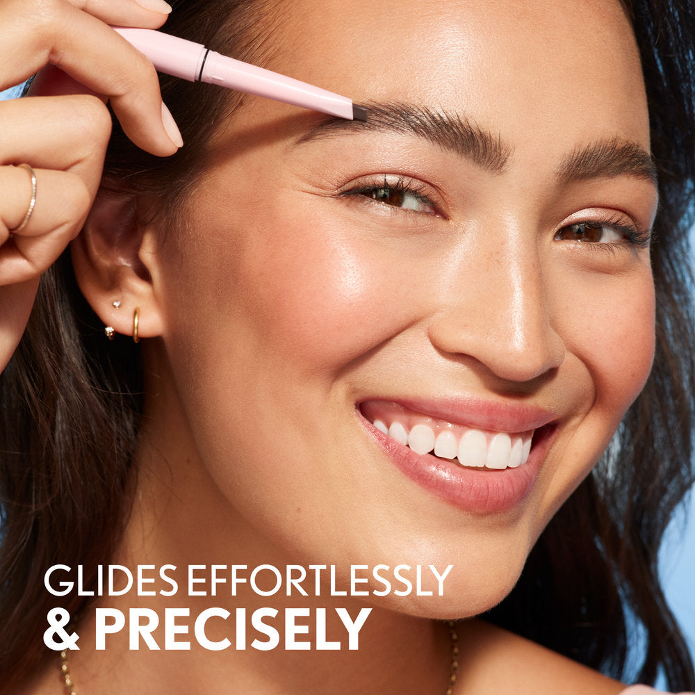Model applying Clean Fresh Brow Filler Pomade Pencil. Glides effortlessly and precisely.