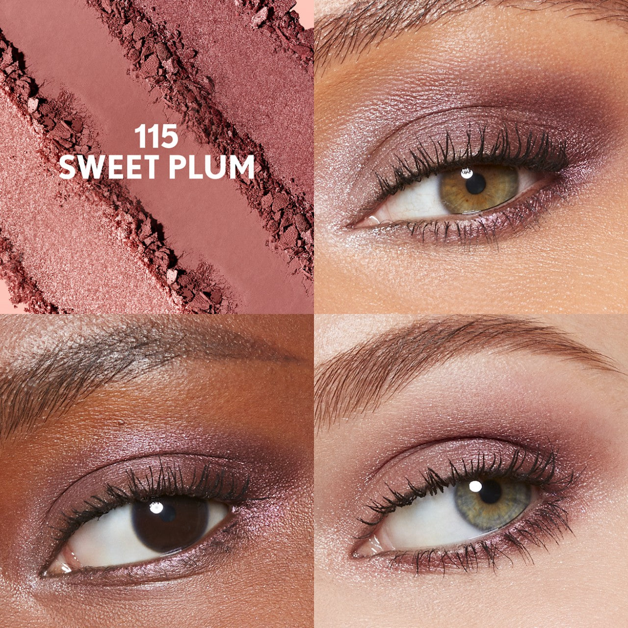 Eye Enhancer Eyeshadow Trio in 115 Sweet Plum before and after application
