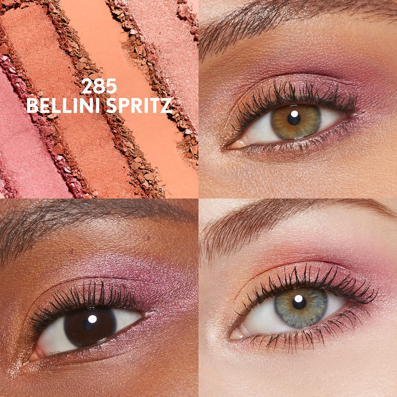 Eye Enhancer Eyeshadow Quad in 285 Bellini Spritz before and after application