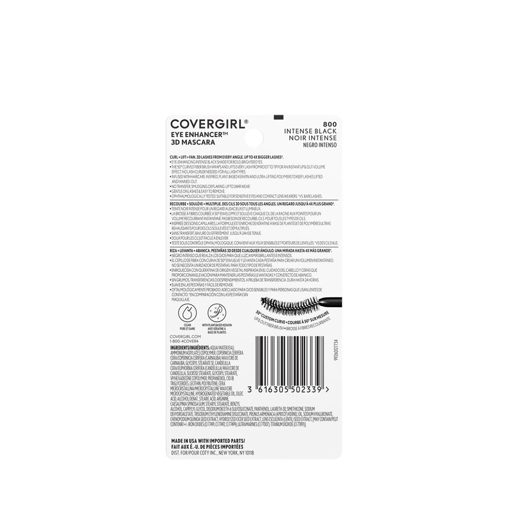 CoverGirl Eye Enhancer 3D Mascara in Intense Black back label with product details