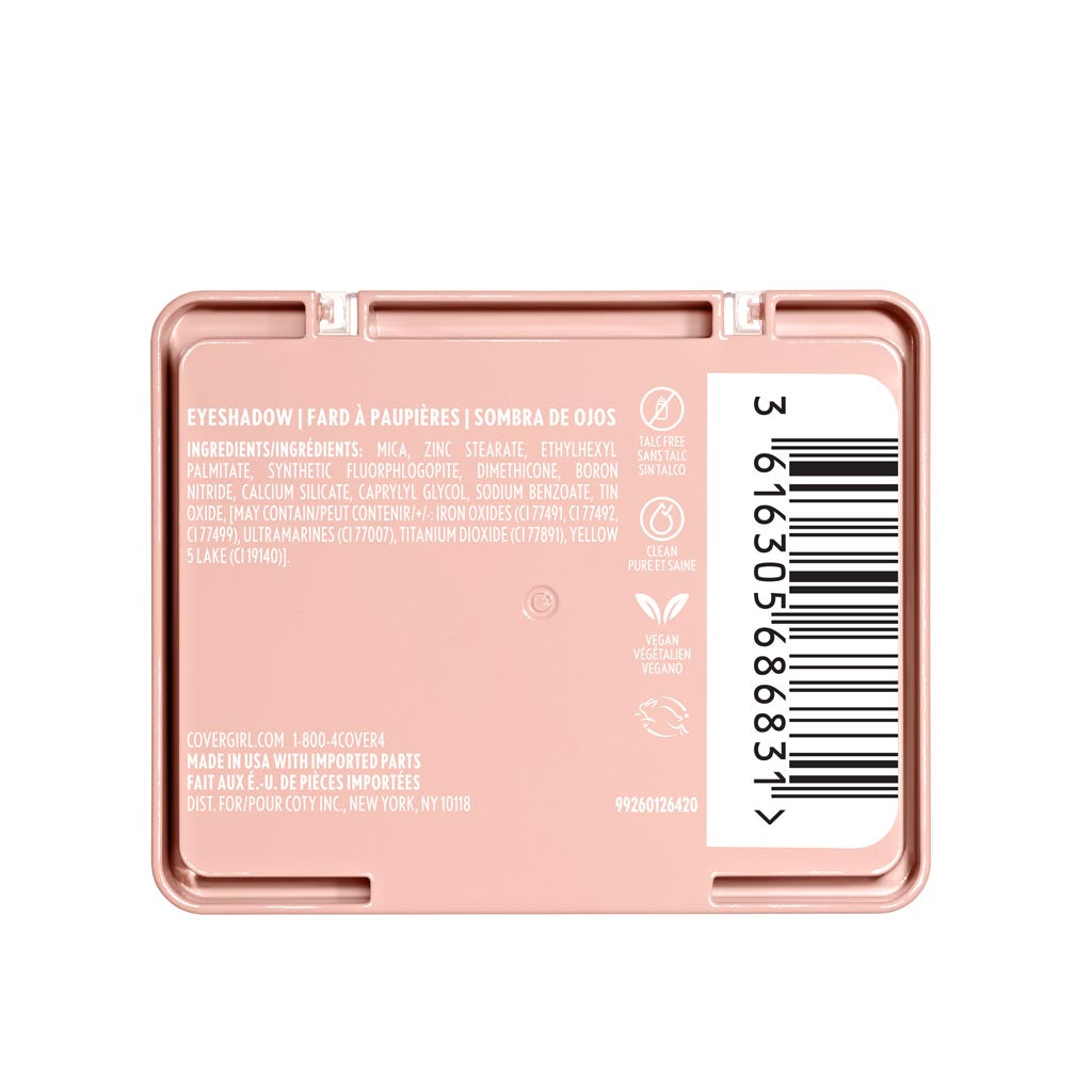 CoverGirl Eye Enhancer Eyeshadow Quad in 285 Bellini Spritz, back label with product details