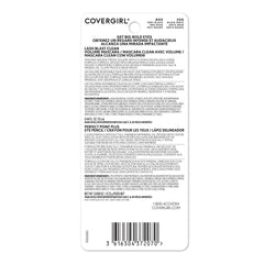 Back of CoverGirl Lash Blast Clean and Perfect Point Plus duo pack in 800 Very Black, with product details