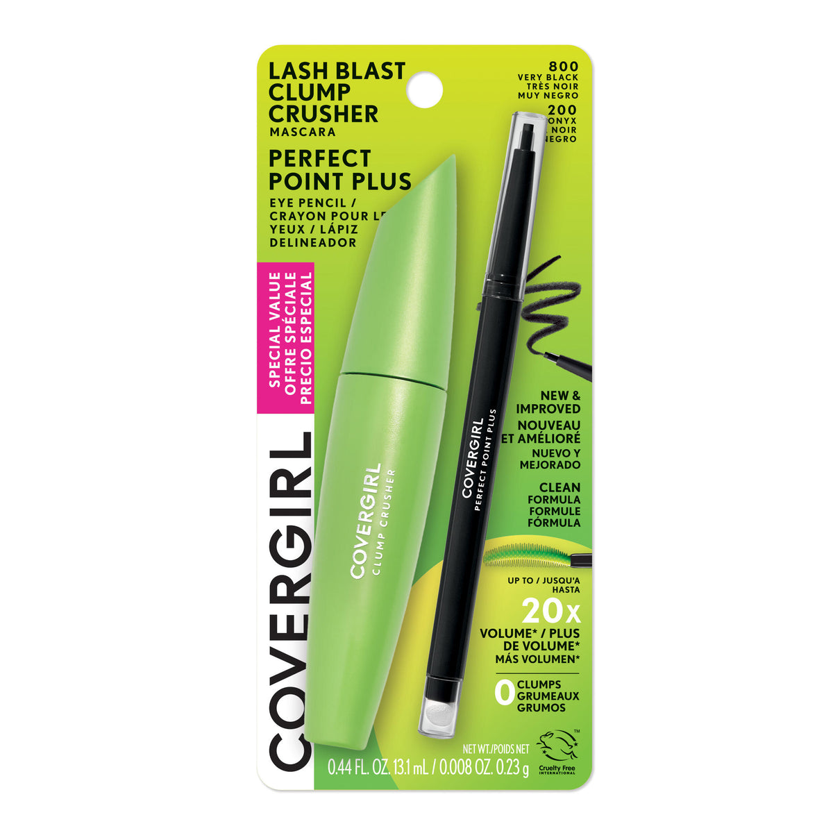 CoverGirl Lash Blast Clump Crusher mascara and Perfect Point Plus eye pencil duo pack in 800 Very Black