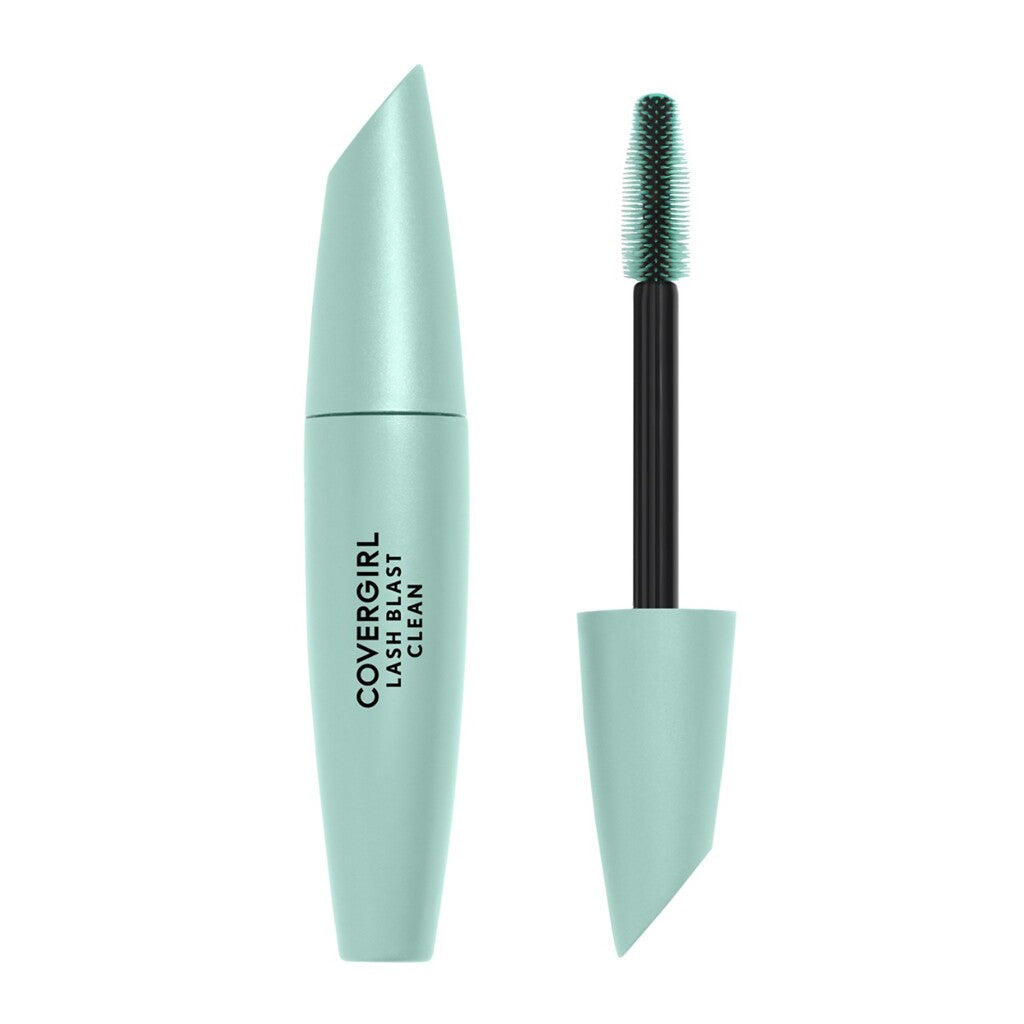 CoverGirl Lash Blast Clean Volume Mascara in Pitch Black, open with brush visible