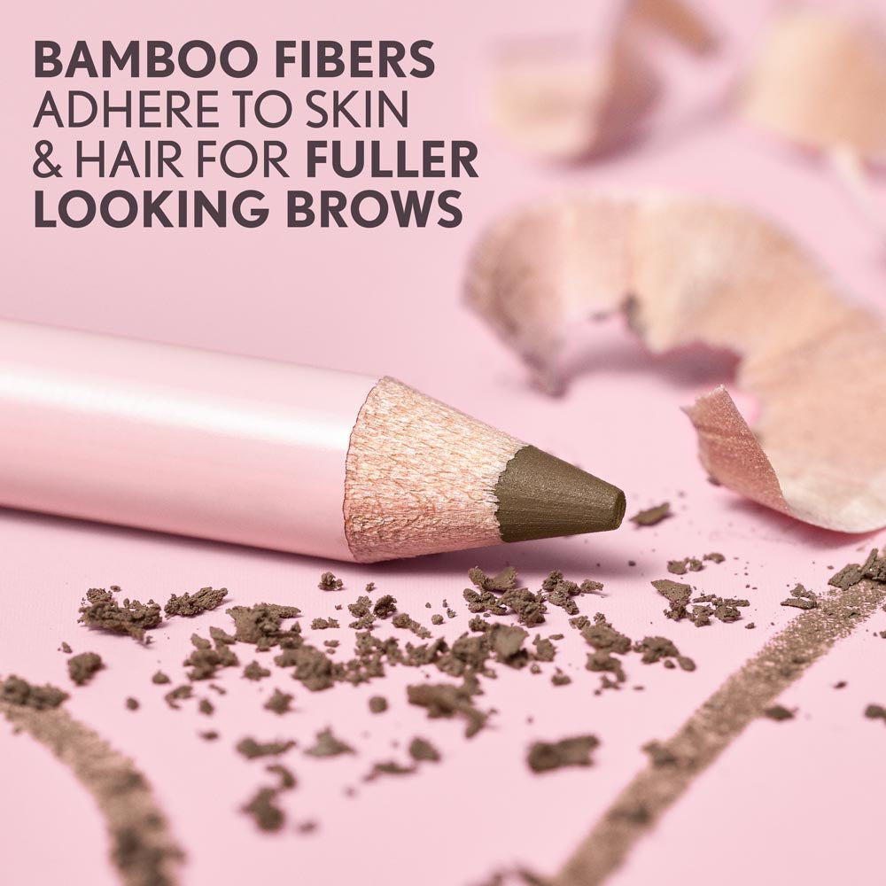 Bamboo fibers adhere to skin and hair for fuller looking brows.