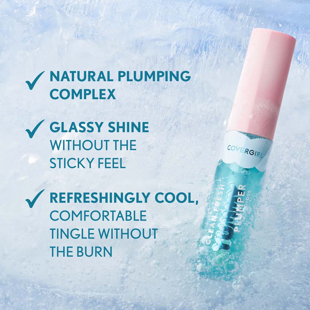 Covergirl Clean Fresh Yummy Plumper benefits: Natural plumping complex, glassy shine without the sticky feel, refreshingly cool, comfortable tingle without the burn.