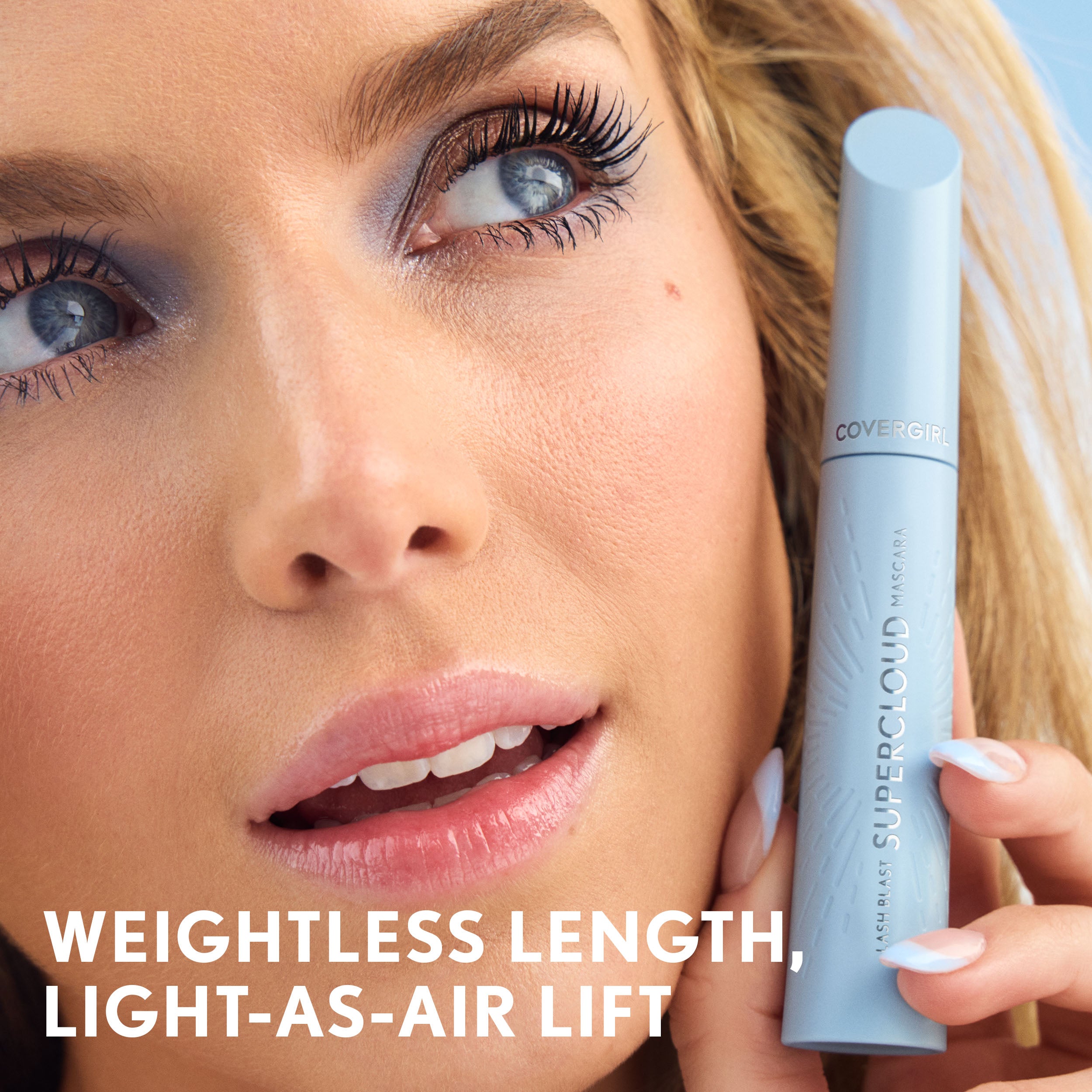 Model with Lash Blast Supercloud Mascara. Weightless length, light-as-air lift.