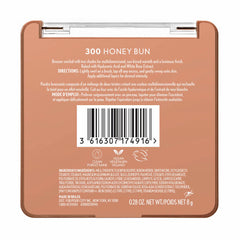 TruBlend Skin Enhancer Baked Luminous Bronzer in 300 Honey Bun, back view with product details