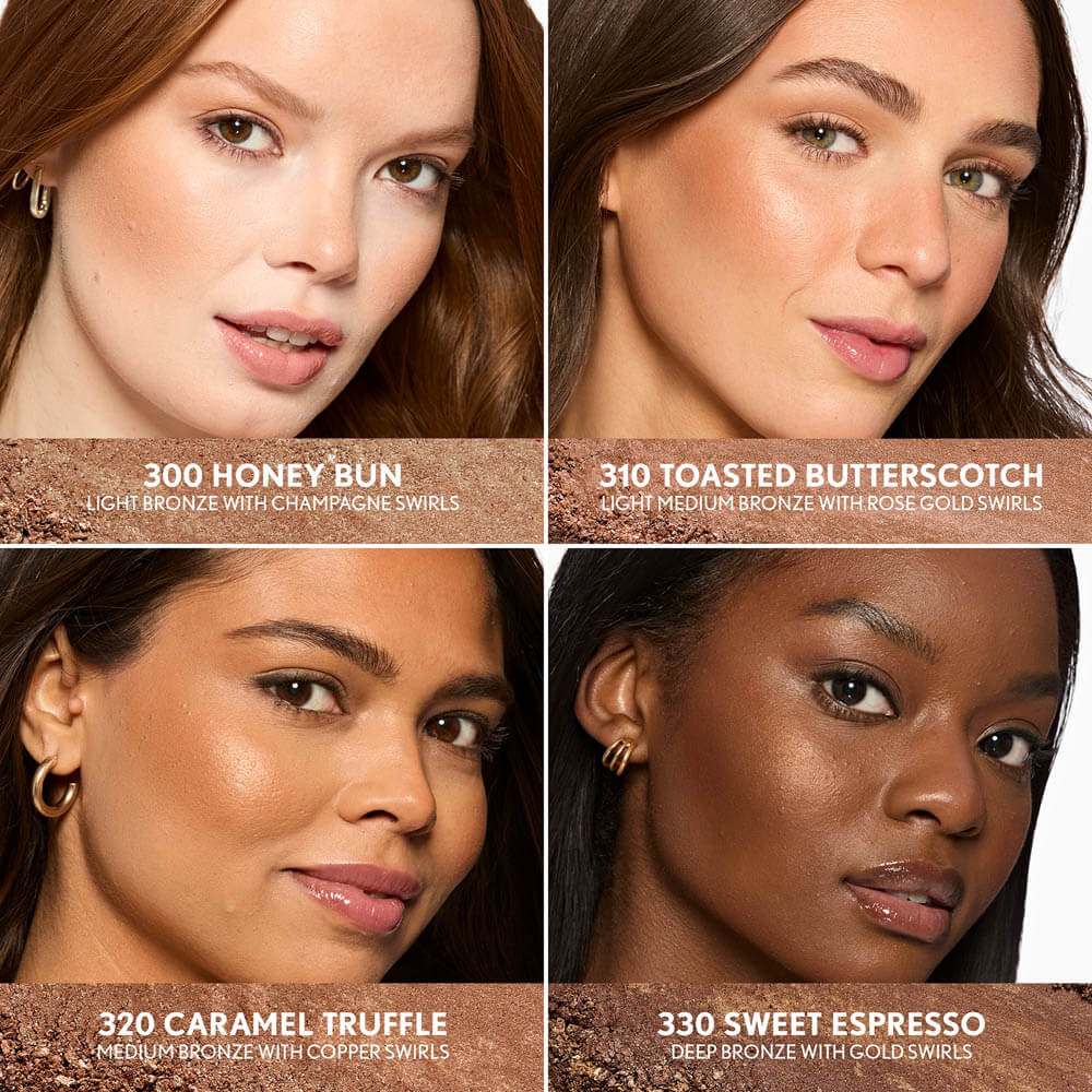 Model showcasing TruBlend Skin Enhancer Baked Luminous Bronzer.
