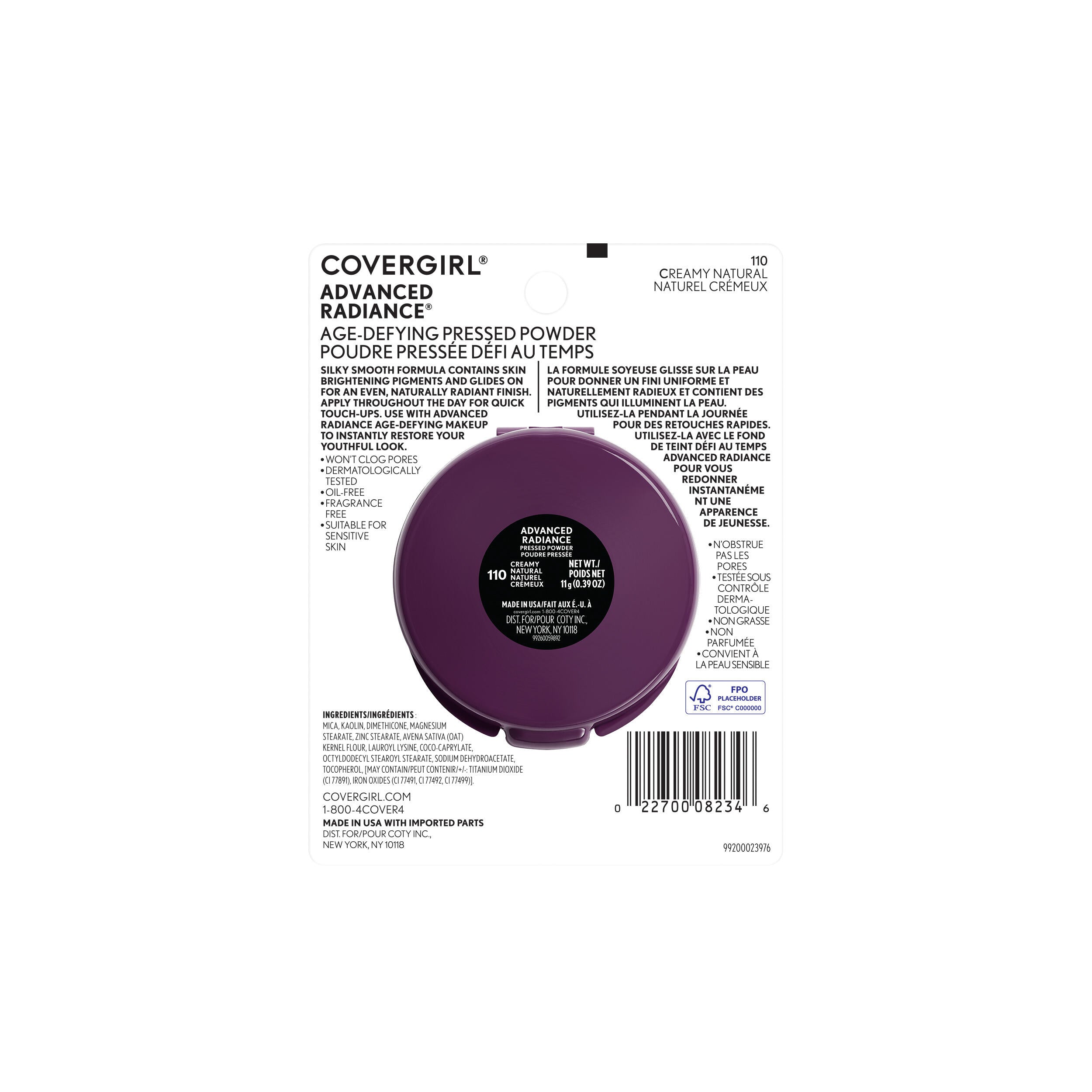 CoverGirl Advanced Radiance Pressed Powder Creamy Natural 110 compact