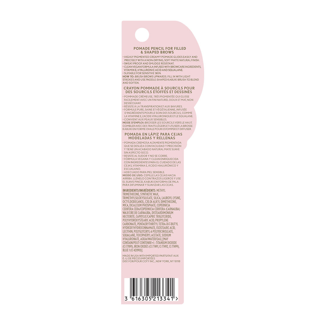 Clean Fresh Brow Filler Pomade Pencil back packaging