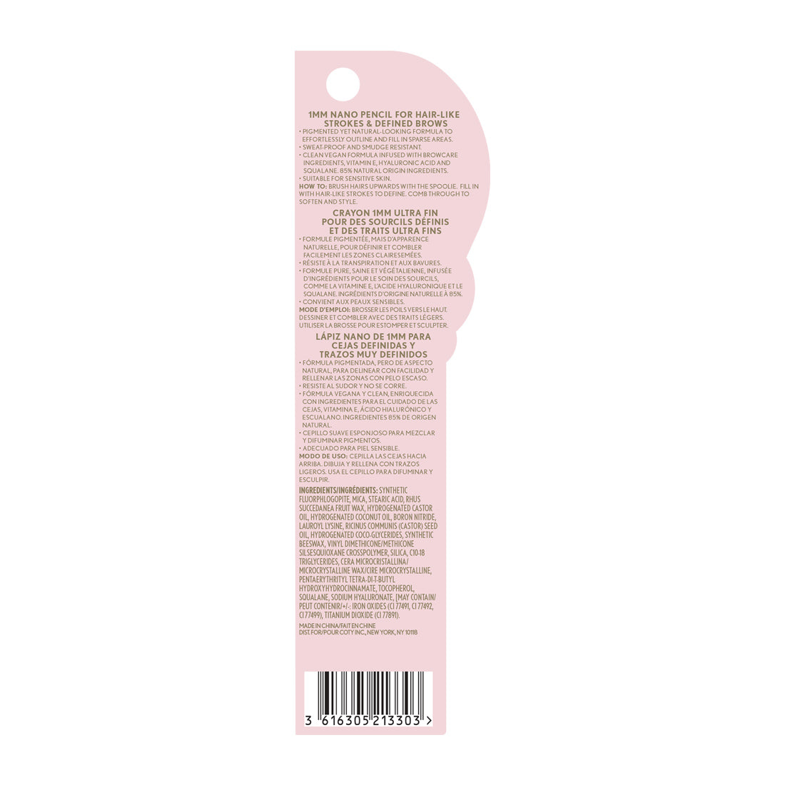 Clean Fresh Brow Liner 1MM Nano Pencil in 200 Blonde back packaging
