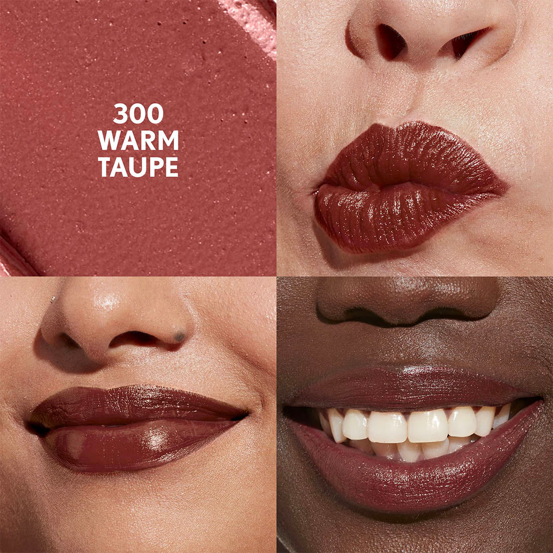 CoverGirl Clean Lip Color in 300 Warm Taupe presented on the lips