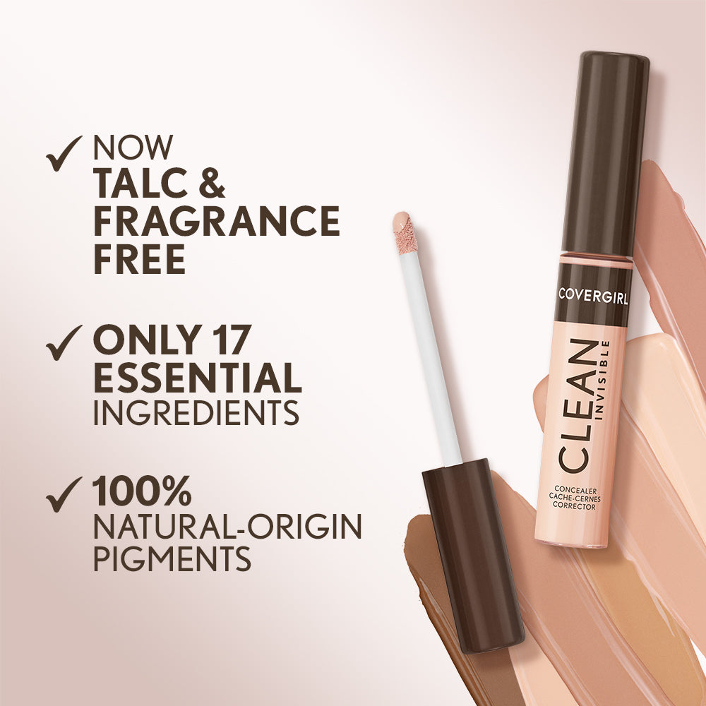 CoverGirl Clean Invisible Concealer. Now talc and fragrance free. Only 17 essential ingredients.