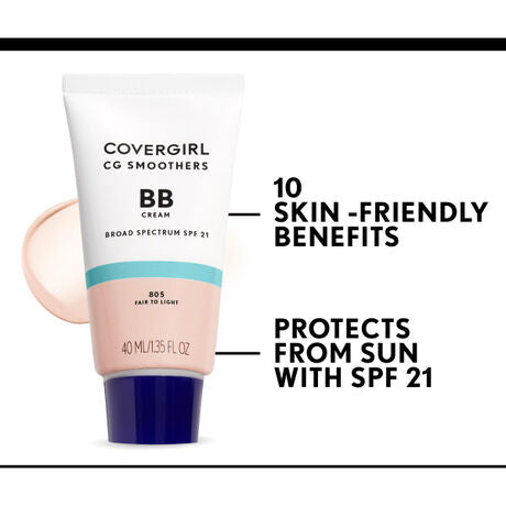 CoverGirl CG Smoothers BB Cream with 10 skin-friendly benefits. Protects from sun with SPF 21.