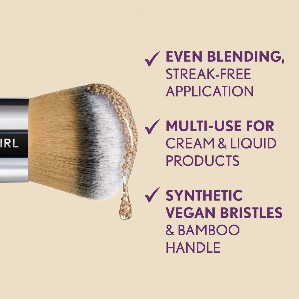 Even blending, streak-free application. Multi-use for cream and liquid products. Synthetic vegan bristles and bamboo handle.