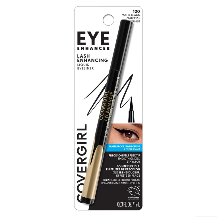 CoverGirl Eye Enhancer Lash Enhancing Liquid Eyeliner in Matte Black with packaging