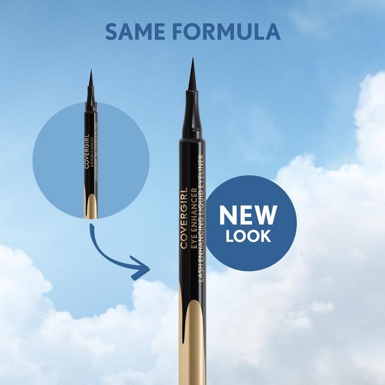 Covergirl Exhibitionist Lash Enhancing Liquid Eyeliner in Matte Black with new packaging design.